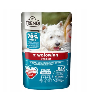 Frendi-stukjes in fijne saus met rundvlees voor honden 100g