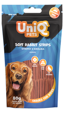 UNIQ PETS hondensnacks 80g konijnenreepjes