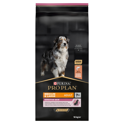Purina Pro Plan Medium & Large 7+ Sensitive Optiderma Zalm & Rijst 14kg