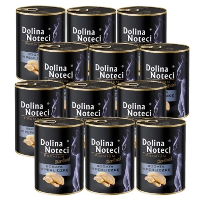 DOLINA NOTECI Premium voor gesteriliseerde katten rijk aan parelhoen 12x400g