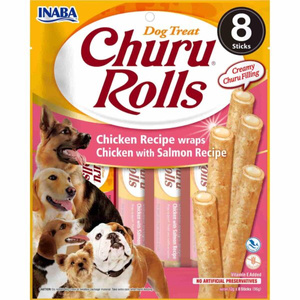 INABA Churu Rolls voor Honden Kip met Zalm 8x12g