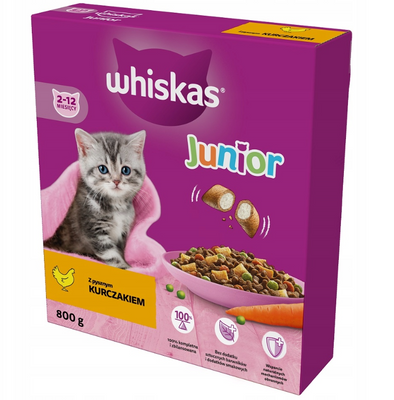 WHISKAS Junior 800 g - droogvoer voor kittens, met heerlijke kip