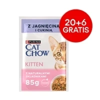 CAT CHOW Kittenvoer met lam en courgette in saus 85g - 20 PACKS + 6 GRATIS !!!