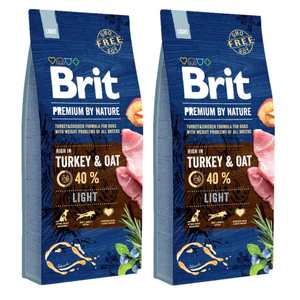 Brit Premium By Nature Light met kalkoen en haver 2x15kg