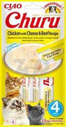 INABA Churu kattensnoepje met kip-, kaas- en rundvleessmaak 4x14g