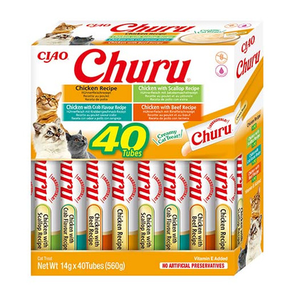 INABA Churu voor katten - gemengde smaken met kip 40x14g